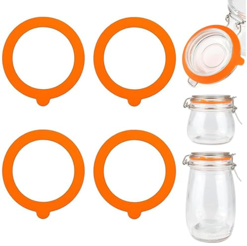 TEOZBLU 4 Pzs Juntas de Silicona, Junta Hermético a Prueba de Fuga, Sellos de Cristal de Repuesto, Adecuado para una amplia gama de la mayoría de las latas-Naranja