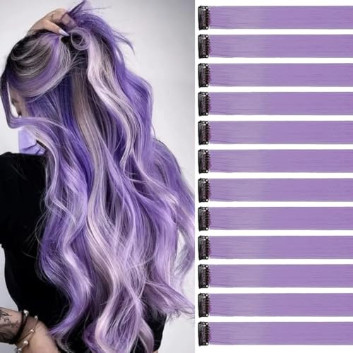 Hellila - Lot de 12 mèches de cheveux colorés - 55 cm - Tresses/Extensions pour enfants - Accessoires