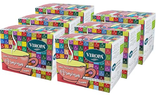 VIRÒPA Tisana Biologica Una Tazza di Armonia - 15 Filtri - Infuso Rilassante con Melissa e Tiglio (6 Confezioni)