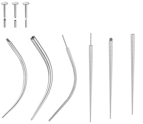 Kit de piercing pour nez 16 G, outil d’insertion conique en acier 316L, kit d’étirage sans filetage pour oreille/lèvre/arcade/nombril, pince assistante à vis pour bijoux corporels, 16G, Acier