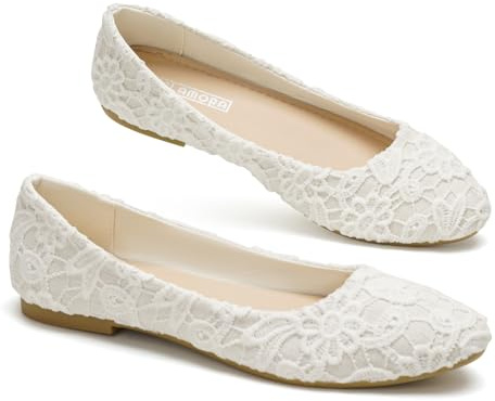 GLAMORA Bailarinas Encaje Mujer Manoletinas Zapatos Planos Punta Fina Calzado Ligero Cómodo Primavera Verano Floral Slip On Suela Flexible Transpirable wt-38