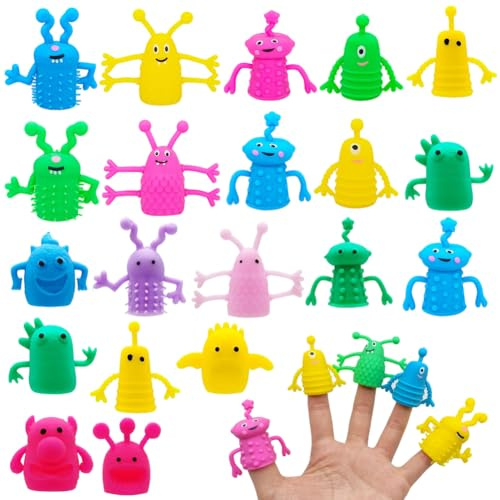 QYJMLH Monstre Doigt, 20PCS Monstre Bout de Doigt, Marionnettes à Doigts Caoutchouc, Convient pour Halloween, Soirée Cosplay, Fête de Pâques,Couleur Aléatoire-Extensible