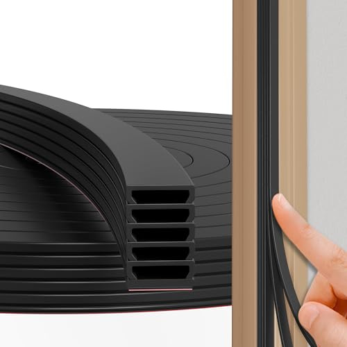 FFPMYF Burlete autoadhesivo para puerta, burlete de goma, protección contra el ruido, eficiencia energética, resistente a la intemperie (negro, 12 m)