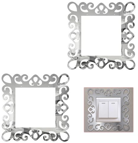 2PCS Acrylic Lace Stickers, Wall Decor for Bedroom, for Everyday Use | Decorative Light Switch Surround Peel and Stick Light Switch Sticker, Plastic Mirror Wall Stickers Wall Decor for Bedroom.