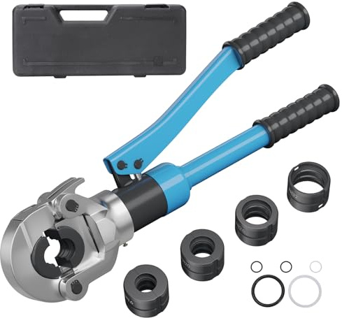 Pince à sertir multicouche & cuivre 4 mâchoires, profil TH coffret avec inserts 16-20-26-32– pince à sertir avec tête pivotante à 360° pour tuyaux en aluminium, plastique/PEX/PB