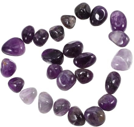 Gogogmee Polished Purple Quartz Stones Natural Tumbled Agate Pebbles for Aquarium Decor Garden Landscaping Vase Fillers Crystal Healing Gemstones Craft Supplies
