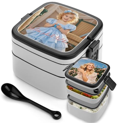 custyoulife Personalisierte Lunchbox Personalisierte Brotdose Doppeldecker mit Namen, Logos und Bildern für Kinder, Erwachsene, Camping Edelstahl Brotdose
