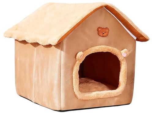 Letti per gatti per interni - Accogliente sacco a pelo in grotta, tenda in peluche, comfort addensato | Lettino per gatti da interno per calmare cani di piccola taglia, gattini, viaggi invernali,