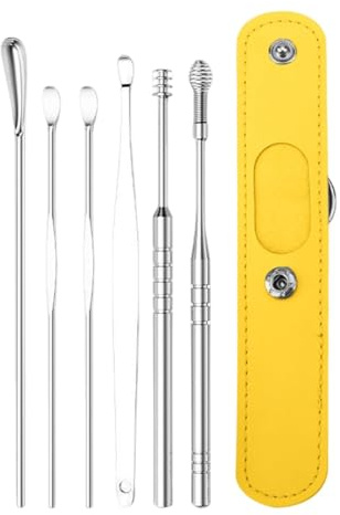 Kit per la pulizia delle orecchie, strumento professionale per rimuovere | il cerume, con custodia in poliuretano, strumento professionale per la pulizia, regalo per familiari, , adulti e bambini
