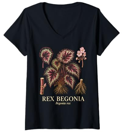 Women's Rex Begonia Begonia Rex Colorful Houseplant Plant Study V-Neck T-Shirt