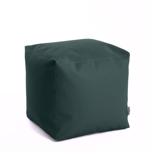 Avalon - Pouf Poggiapiedi CUBO Jazz, Puff Poggiapiedi Divano quadrato, Pouffe Imbottito in Similpelle Resistente e Antistrappo, Comodo e Impermeabile, Made in Italy(50cm-Verde scuro)