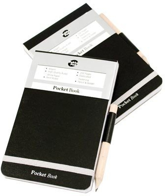 Pukka Pad Schwarz A7 Tasche Elastisch Notizbuch Mit Bleistift - Packung von 12