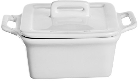 Excelsa Pirofila Quadra con Coperchio Home, 9.3X9.3 cm, Bianco