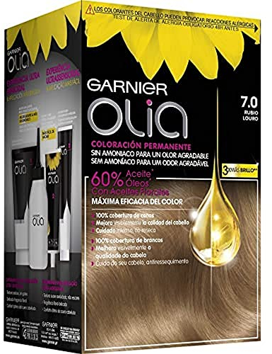 Garnier Olia Coloración Permanente sin Amoniaco, con Aceites Florales de Origen Natural, Color Tono 7.0 Rubio, Paquete de 1