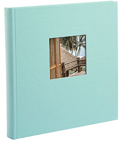 goldbuch 27 507 Bella Vista Fotoalbum mit Bildausschnitt Aqua, Erinnerungsalbum im Format 30 x 31 cm, Foto Album 60 weiße Seiten mit Pergamin-Trennblättern, Fotobuch mit Leineneinband, Karibikblau