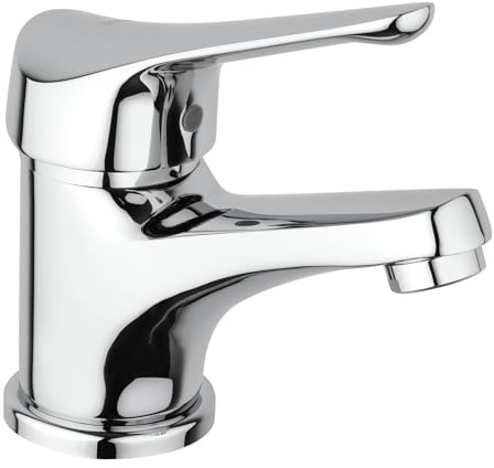 Yellowshop - Miscelatore Lavabo Cromato Mod. Ariel Rubinetto Bagno Monocomando Con Flex Inox Piletta Sanitari