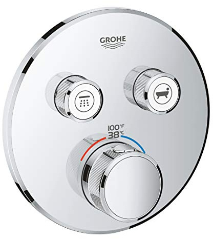Grohe 29137000 Grohtherm Dual Function Thermostatic Valve Trim, StarLight Chrome