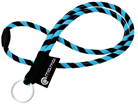 mia mai Tubular Lanyard (45 cm) Schlüsselband mit Sicherheitsverschluss, Schlüsselring Schlüsselanhänger (Blau/Schwarz)
