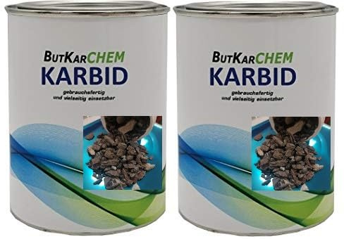 ButKarCHEM 1 Kg Karbid (nur 5% Staubanteil) langanhaltende Gas Entwicklung (in 10-12) in 2x500gr Gebinde