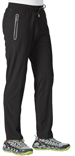 TBMPOY Men's Travel Hiking Pants Lightweight Athletic Pant Quick Dry Windbreaker Fishing Running Active Jogger Black XXL