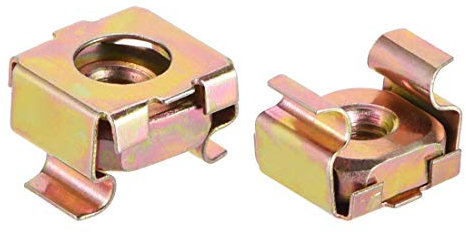 M4 Cage Nuts for Server Cabinet, Carbon Steel, Yellow Zinc, Pack of 10