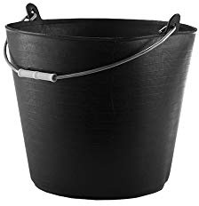 RED HOG Heavy Duty Flexi Hochleistungsflexibler Eimer mit Griffbehälter für Haus, Garten, Gebäude, Superstark, Mehrzweck, Verstärkungsrippen, Rissbeständig, Haltbarkeit: 50 kg, Schwarz (26 L)