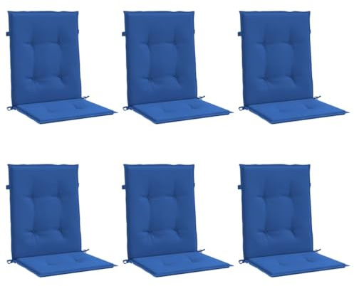 vidaXL Cojines de Sillas de Jardín 6 uds, Almohadas con Respaldo Alto, Acolchados para Sillones, Cojines para Patio, Tela Azul Klein 100x50x3 cm