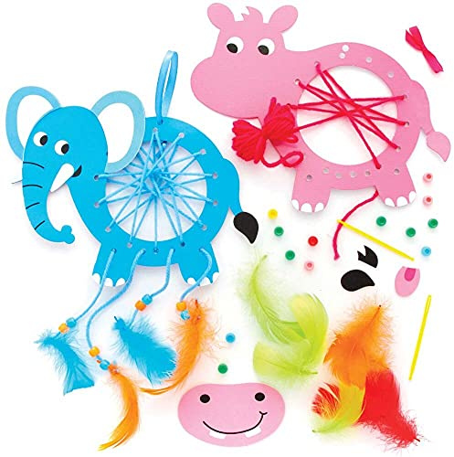Baker Ross FE228 Dschungeltier-Traumfänger-Kits, 4 Stück, DIY-Traumfänger, Bastelset für Kinder zum Dekorieren und Präsentieren