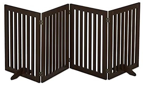 Relaxdays Absperrgitter, freistehendes Schutzgitter, HxB: 70 x 206 cm, mit Füßen, Hundeschutzgitter klappbar, braun