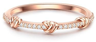 GLANZSTÜCKE MÜNCHEN Damen Ring 925/- Sterling Silber roségold | rosévergoldet 18 Karat, Bandring, Zirkonia, weiß