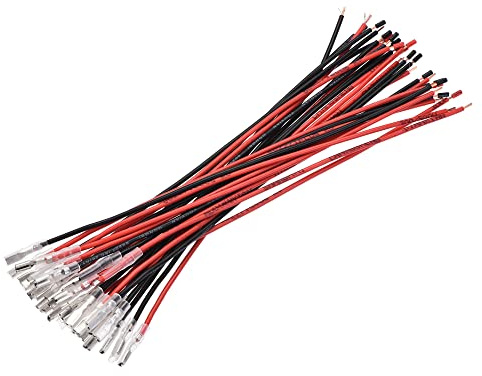 sourcing map Female Spade Crimp Terminal 2.8mm with Insulating Sleeve 20cm 20 AWG Wire Red Black Assortment Kit for Lamp Switch, Set of 15