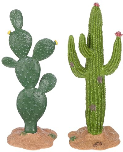Warmhm Artificial Cactus Figurine 2pcs Pvc Green Realistic Desktop Ornament | Tabletop Decor for Offices and Shopping Malls, Indoor Outdoor Use, Concise Stylish Form with Long-time Use