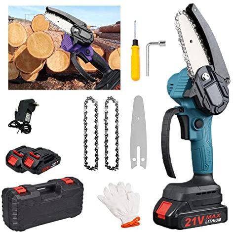 LLYLAY Mini Motosierra,4 Pulgadas con Cargador,Tijeras Podar Electricas,Tijeras de Podar Inalámbricas Operado,Sierra De Podar Eléctrica Portátil,Motosierra Bateria, For Podar Y Jardinería