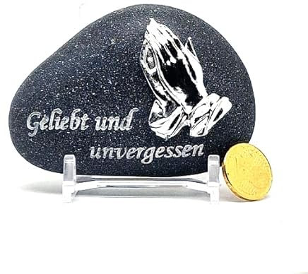 eberin Grabdekoration Urnengrab Gedenkstein Betende Hände/Trauerspruch geliebt und unvergessen