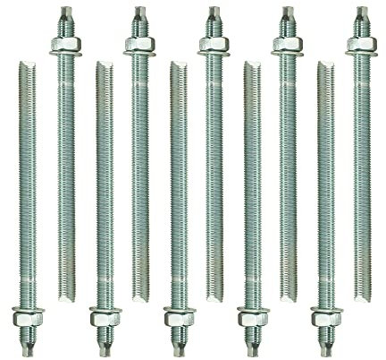 Isolbau Ankerstangen M10 x 190 mm - 10 Stück ETA Zulassung Gewindestange Verbundanker verzinkt mit Mutter & Unterlegscheibe Schwerlast-Anker Schwerlast-dübel