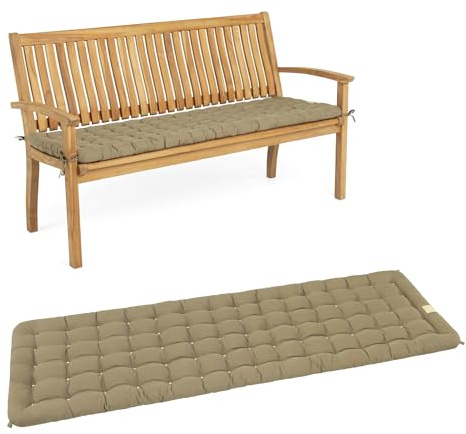 HAVE A SEAT Living - Gartenbank Auflage 140 cm - Bequeme Bankauflage Outdoor, 7 cm Dick - Waschbar bis 95°C, Orthopädisch, Wetterfest - Made in Germany (140x48 cm, Goldbraun)