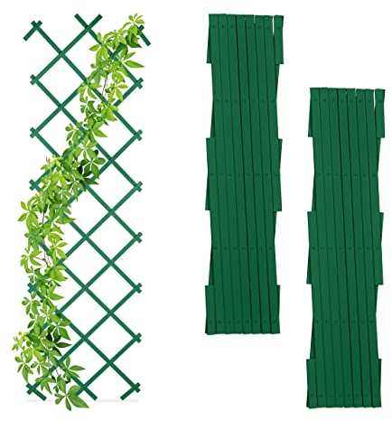 Relaxdays Grigliato per Rampicanti, Set da 3, Allungabile 180 cm, Graticolato per Piante, per Giardino, Plastica, Verde