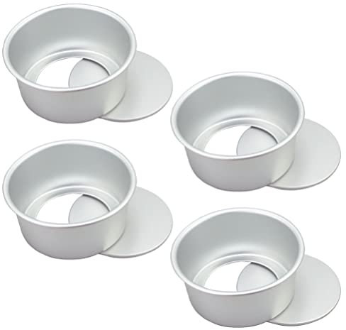 Kichvoe 4pcs Round Cake Molds Anodized Baking Pans Removable Bottom Design for Easy Release for Home Baking Easy to Clean