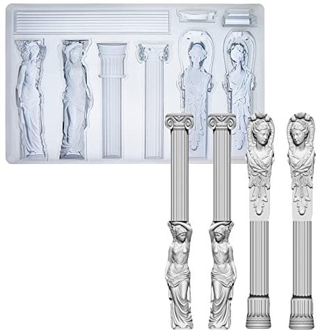 Roman Pillar Decoration, Greek Column Figurine Concrete Moulds, Retro Decorative Ornament