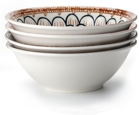 TuYines Ceramic Cereal Bowls Set of 4,Ceramic Bowls 700ml,Porcelain Dessert Bowl,Serving Bowl for Noodle, Ice Cream, Rice, Soup, Dessert, Microwave and Dishwasher Safe