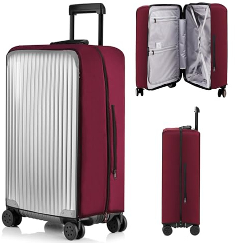 Veki Custodia Protettiva Valigia da Viaggio, Coprivaligia Trasparente, Anti-Polvere Copertura, Copri Valigia Impermeabile, Antigraffio Protettore di Bagagli Luggage Cover (Rosso, 24 Pollici)