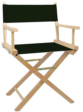 Personalise Online Professional Folding Wooden Director Chair with Black Canvas - Comfortable, Portable, and Sturdy, made from FSC Wood