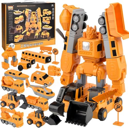 xinrongda Magnetische Bauwelt, Magnetische Transformers Spielzeug für Kinder, Magnetischer Verformung Roboter baustellenfahrzeuge Auto Spielzeugse für Jungen und Mädchen im Alter von 3-9