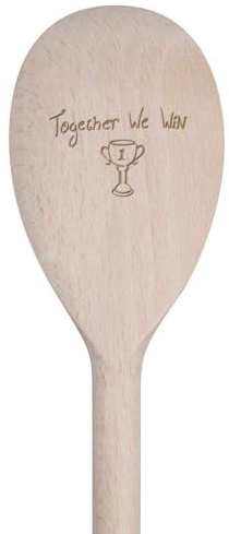 Azeeda 'Together We Win & Trophy' Wooden Spoon - 30cm (SO00022309) | Cooking Utensil for Stirring, Baking, Sauces and Food Preparation