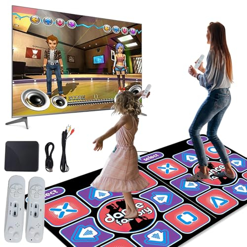 KISABAER Tanzmatte für Erwachsene und Kinder, doppelte elektronische Tanzmatte mit kabellosem Controller, kabelloses Tanzspiel, rutschfest, für Fernseher, Geschenk für Kinder (B)