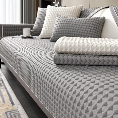 Bettschlange Sofadecken für Sitzfläche, Sofa Überzug, Sofadecke rutschfest, Sofaschoner Sitzfläche, Decke für Sofa Sitzfläche, Couch Schoner Auflage,Grau,90x160cm