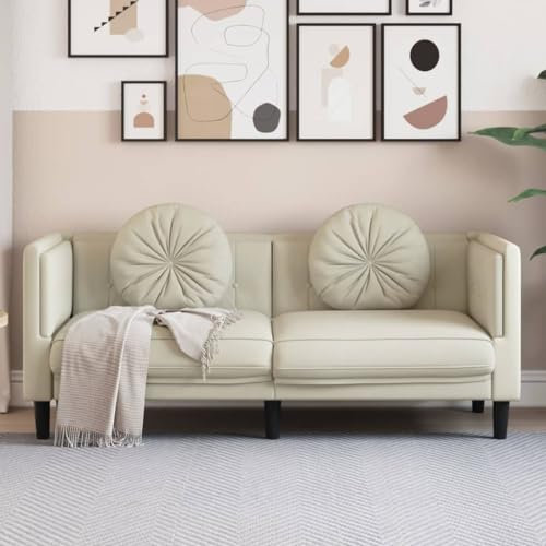 KOIECETA Sofa Polstersofa mit Kissen 2-Sitzer Zweisitzer Loungesofa Design Sofa für Wohnzimmer Couch Wohnzimmersofa Modern Creme Samt