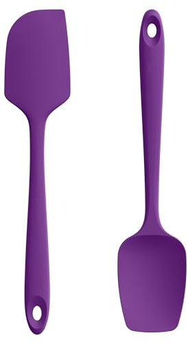 U-Taste Silikon Teigschaber, 315℃ hitzebeständiger, 2er-Set, Lila | Antihaft-Gummispachtel, Flexibel Teigschaber & Kuchenschaber zum Kochen Mixen Backen Dekorieren