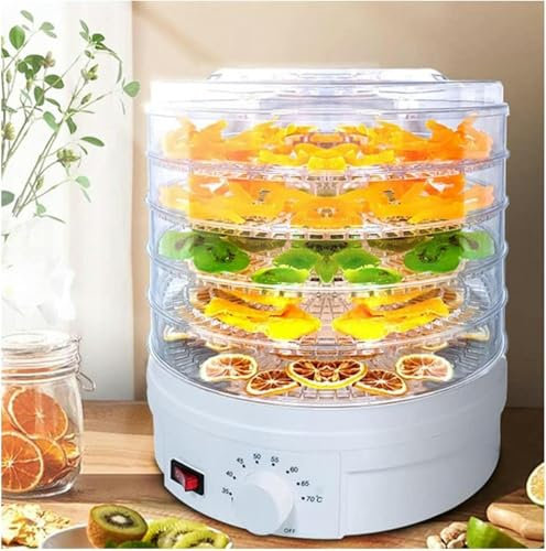 AFLEPCBRQ Disidratatore, Asciugatrice con 5 Vassoi, Regolatore di Temperatura 35-70 ° С, Disidratatore per Frutta, Verdura, Carne E Funghi, Disidratatore Alimentare
