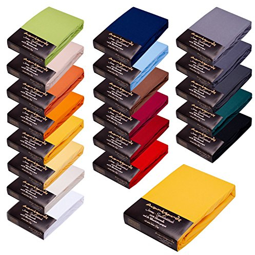 Avantgarde Premium Spannbetttuch 90x200-100x220 - hoher 40cm Steg auch f. Boxspringbett & Wasserbett - Spannbettlaken ca.170g/m² - Bettlaken - 100% Jersey Baumwolle ÖKO-TEX (04 Gelb)